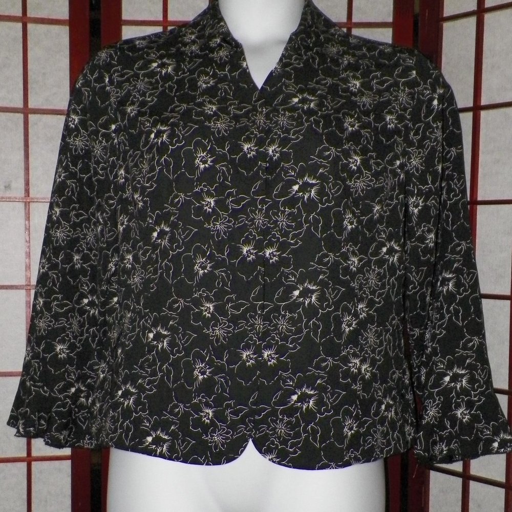 Norton McNaughton Black Floral Blouse Top